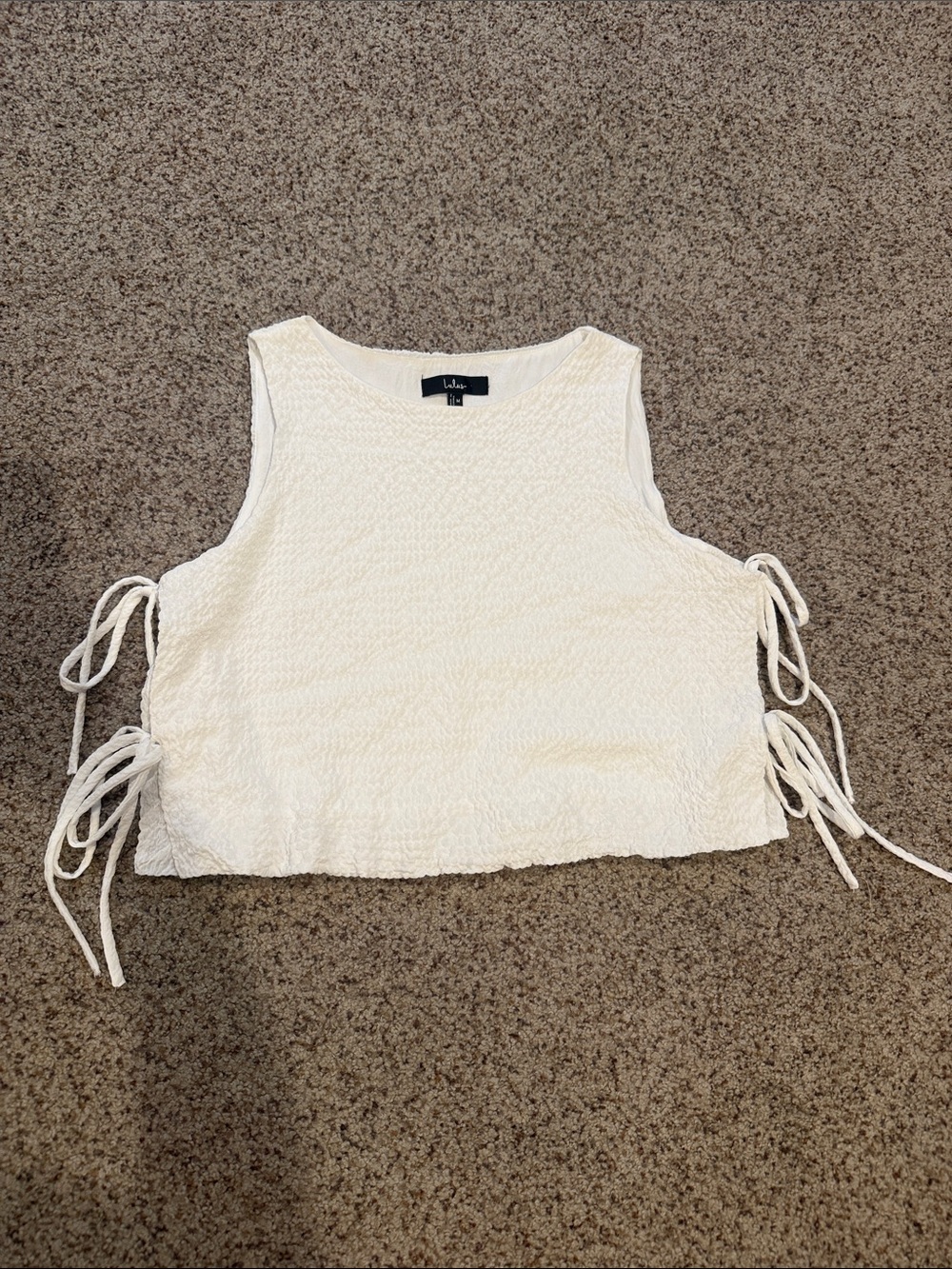Lulu's white Textured Side-Tie Crop Tank
